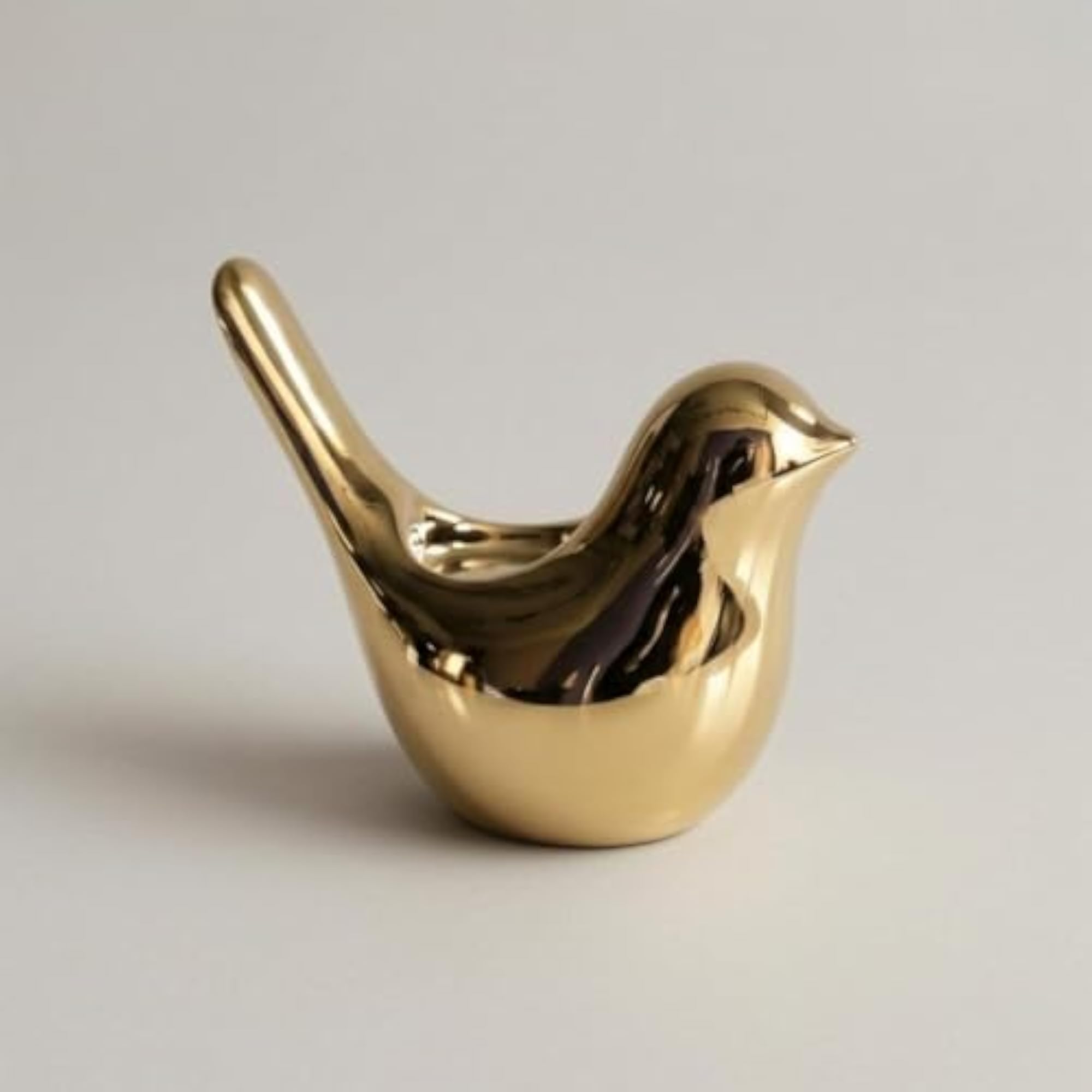 Metallized Finish Ceramic Bird Candle Holder